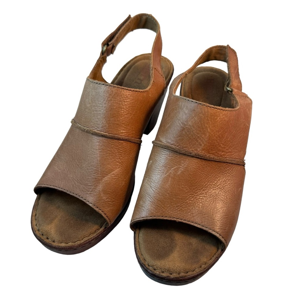 Born Wekiva Leather Peep Toe Heel Sandals- Women’s 10